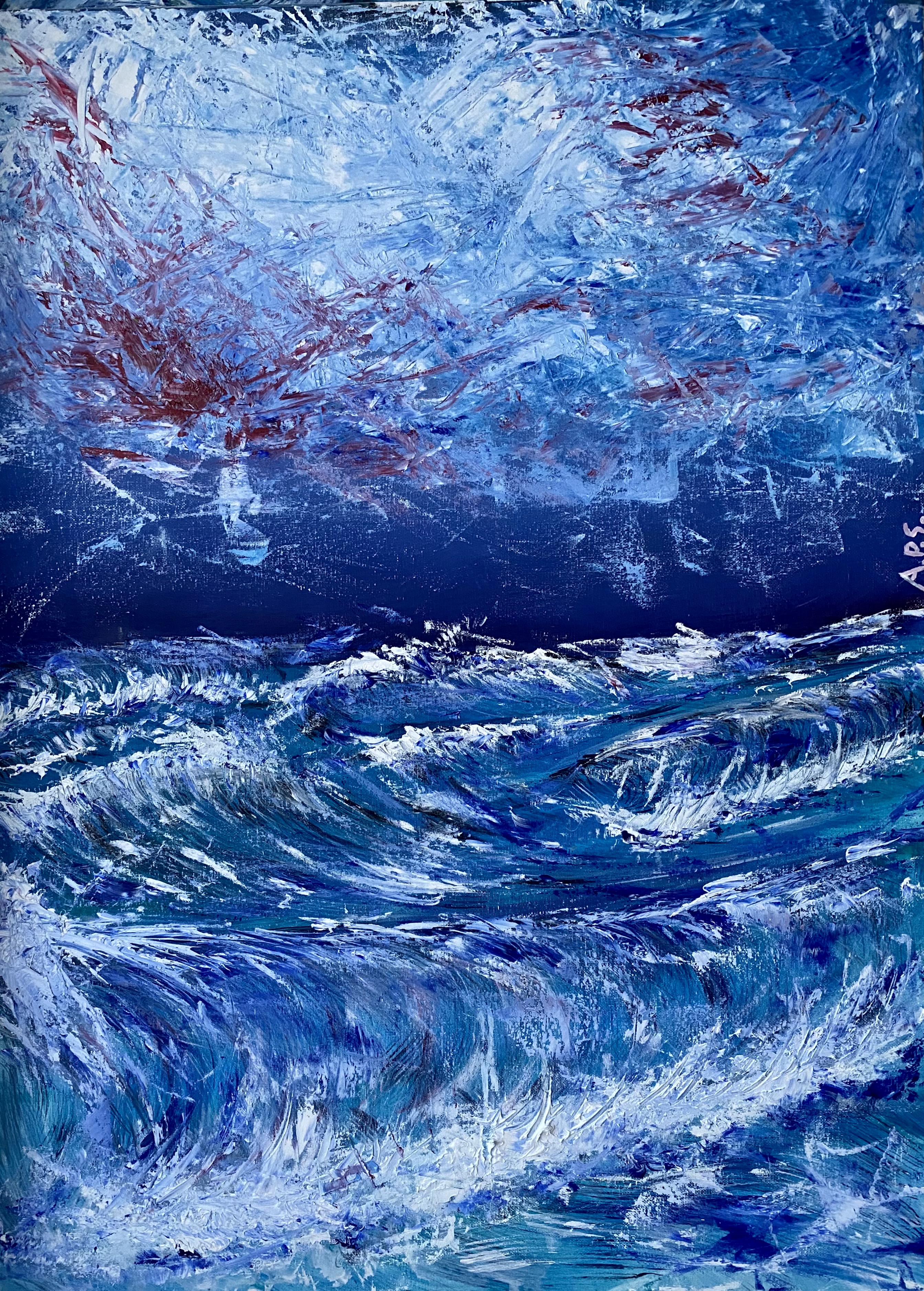 STORM - dramatic stormy sea with red accents